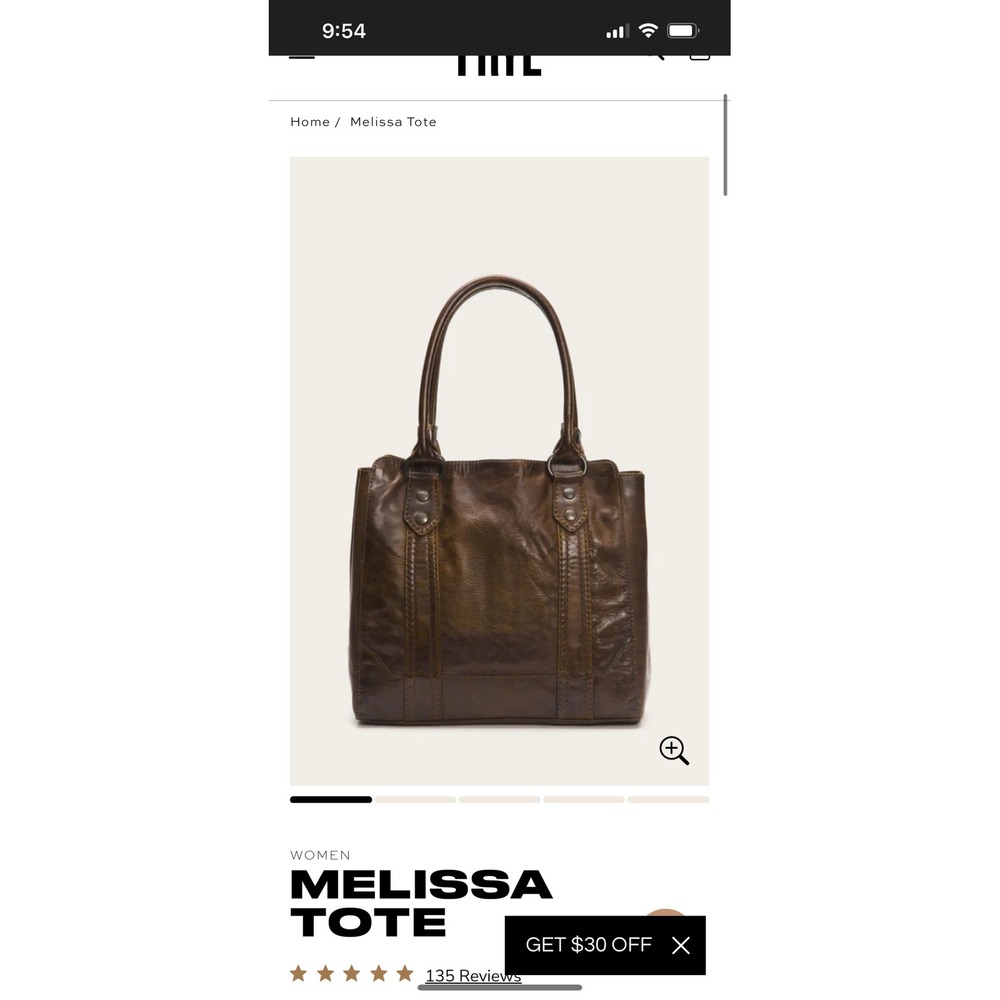 FRYE‎ Melissa Tote Dark Brown Distressed Leather Shoulder Bag